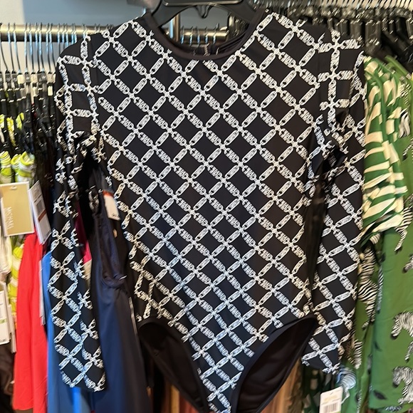 Michael Kors Rashguard One Piece Swimsuit - Empire Logo NWT - Picture 3 of 5